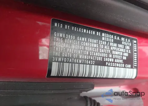 2019 Volkswagen Beetle 2.0T Final Edition Se/2.0T Final Edition Sel/2.0T S from USA, damaged, VIN 3VWFD7AT6KM716432